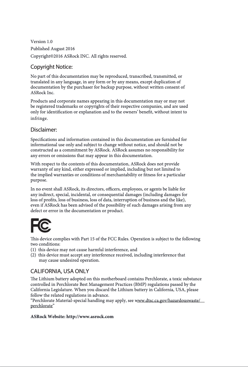 Page 1 de la notice Manuel utilisateur Asrock J3355B-ITX