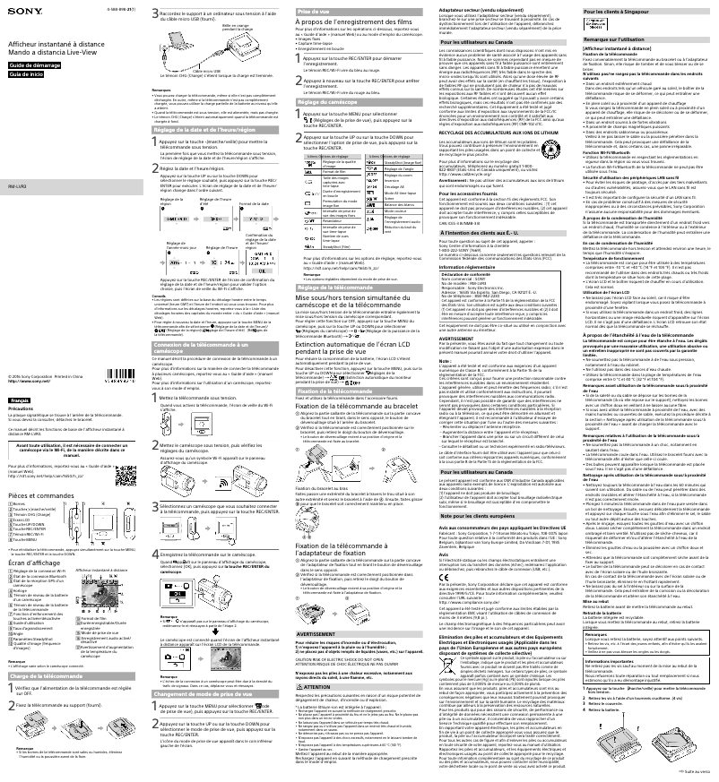 Page n°1 - Guide d'installation Sony Handycam HDR-AS300R