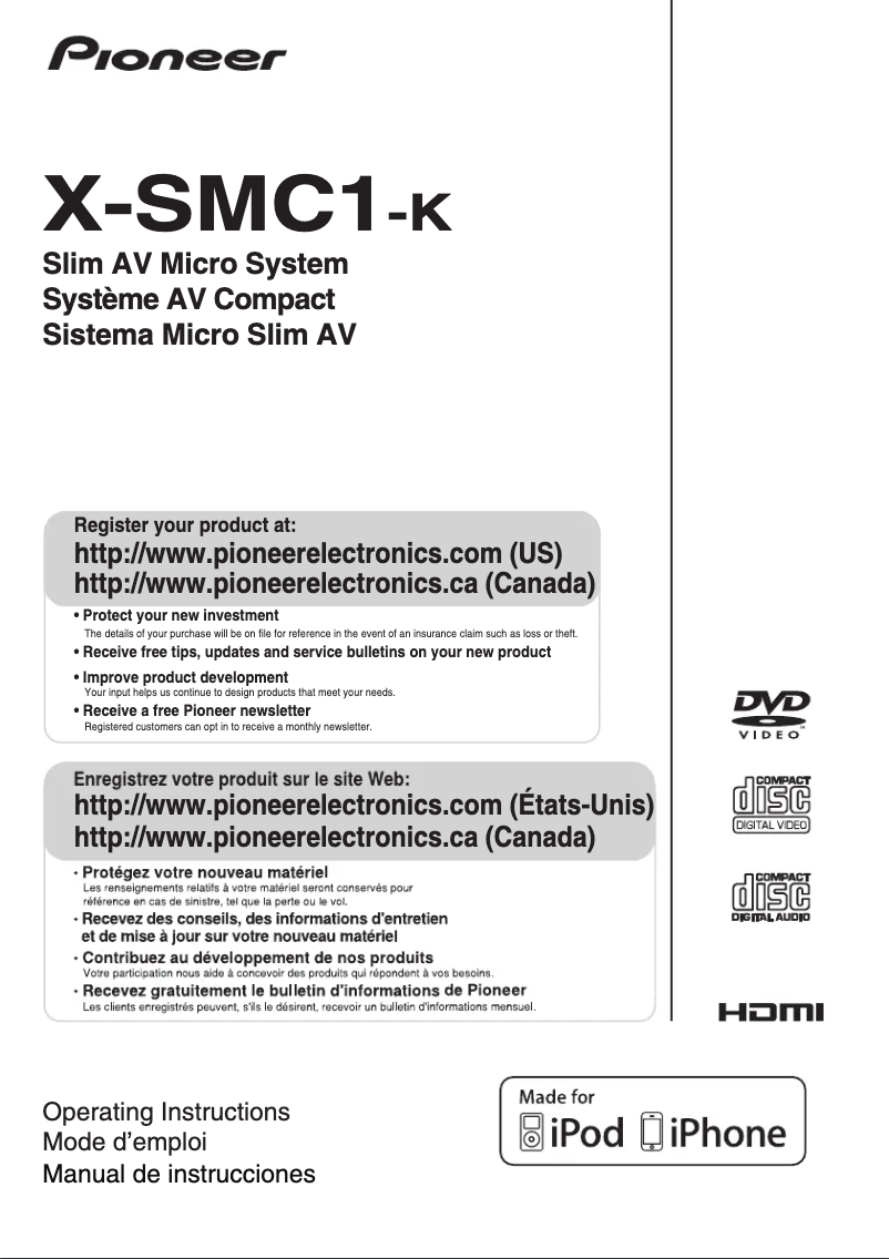 Page n°1 - Manuel utilisateur Pioneer X-SMC1-K