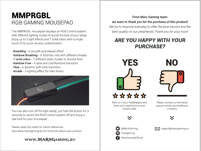Page n°1 - Manuel utilisateur Mars Gaming MMPRGBL