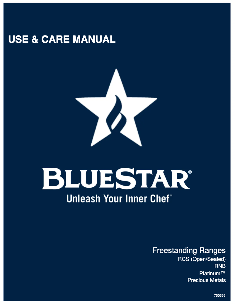 Page n°1 - Manuel d'utilisation et d'entretien BlueStar RCS48SBV2CPLT