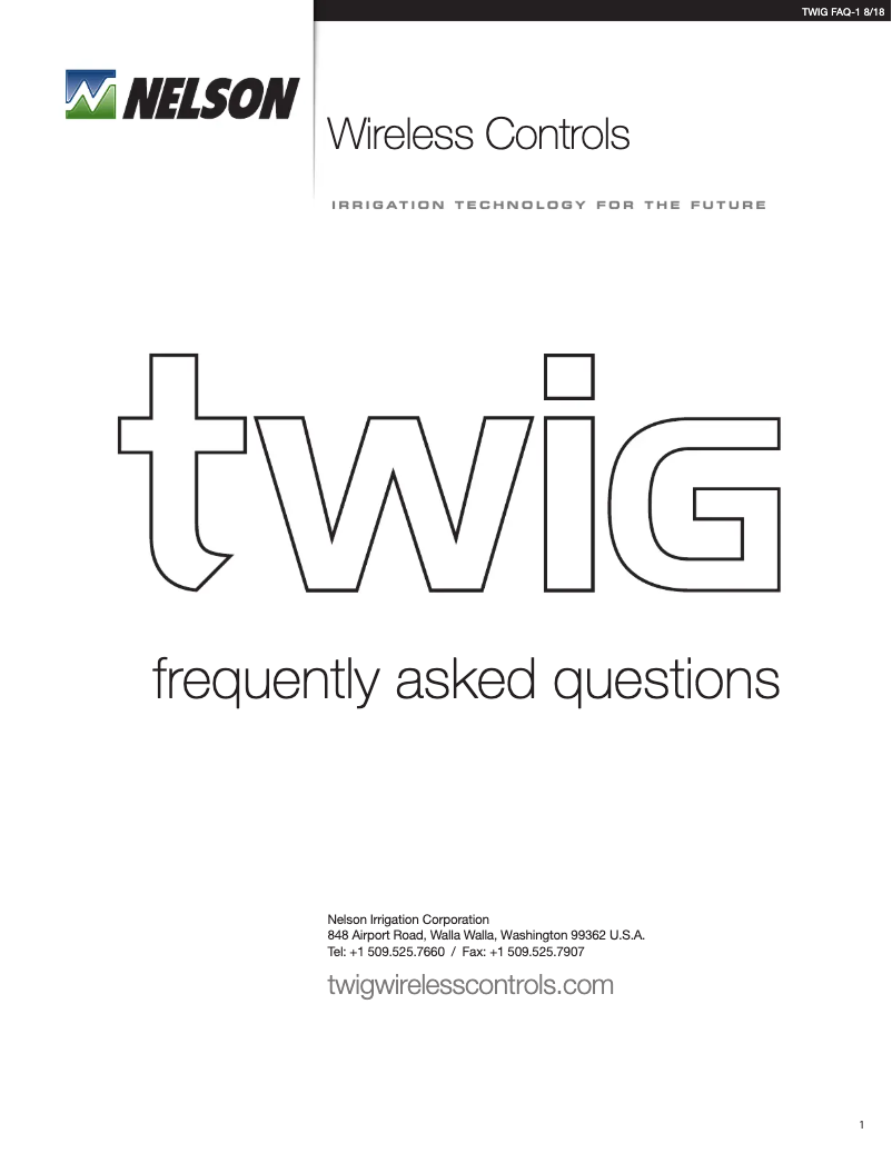 Page 1 de la notice FAQ Nelson TWIG