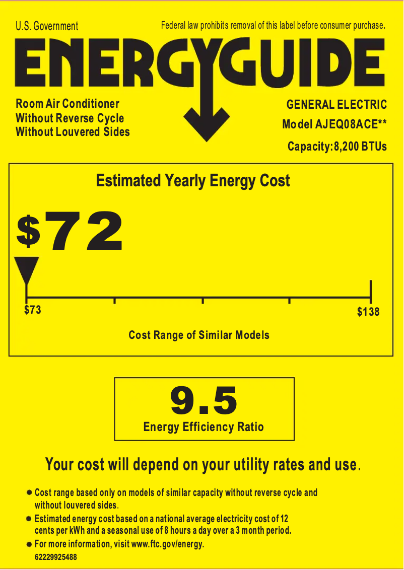 Page n°1 - Label énergétique GE AJEQ09DCE