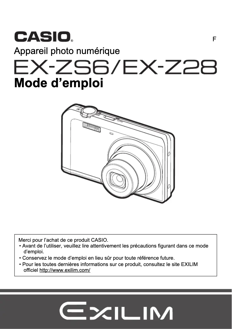 Page n°1 - Manuel utilisateur Casio Exilim Zoom EX-Z28