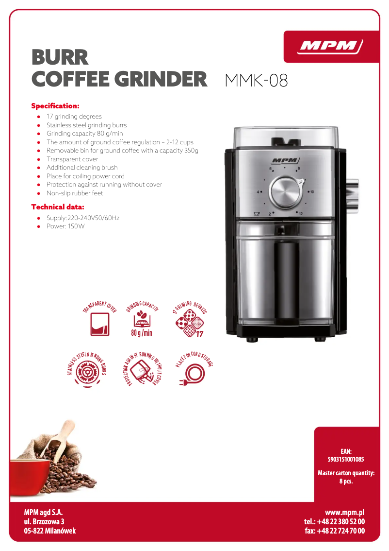 Page 1 de la notice Fiche technique MPM MMK-08
