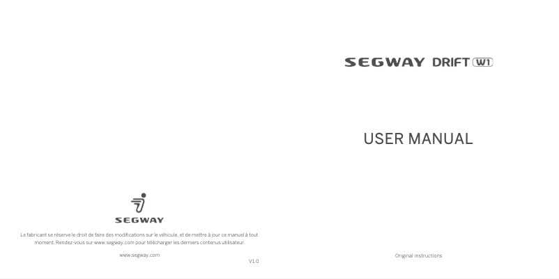 Page n°1 - Manuel utilisateur Segway Drift W1