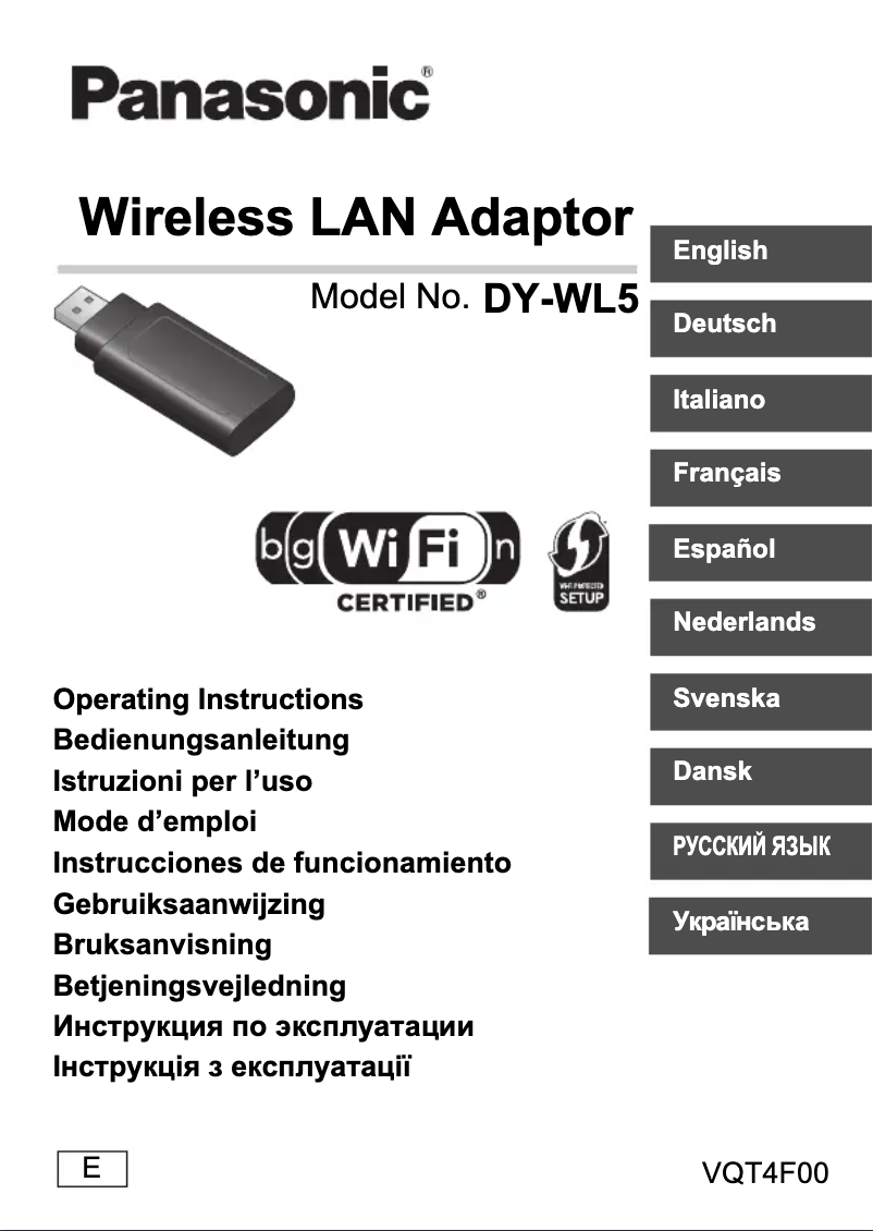 Page 1 de la notice Manuel utilisateur Panasonic DY-WL5E