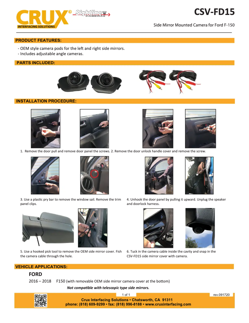 Page n°1 - Manuel utilisateur CRUX CSV-FD15