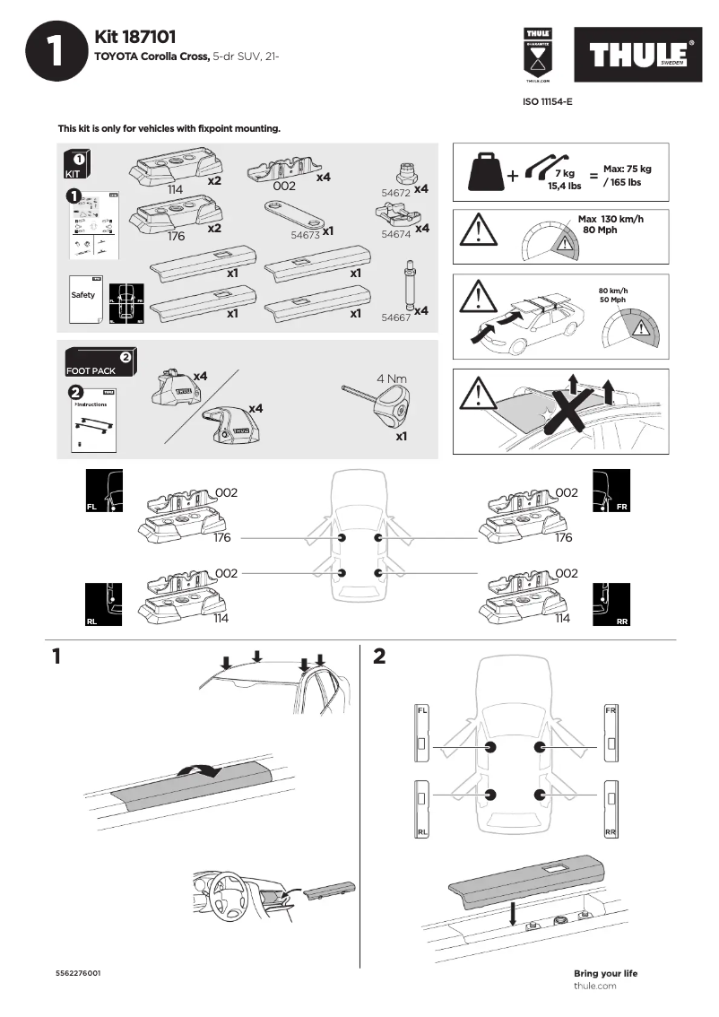 Page n°1 - Manuel utilisateur Thule Kit 187101