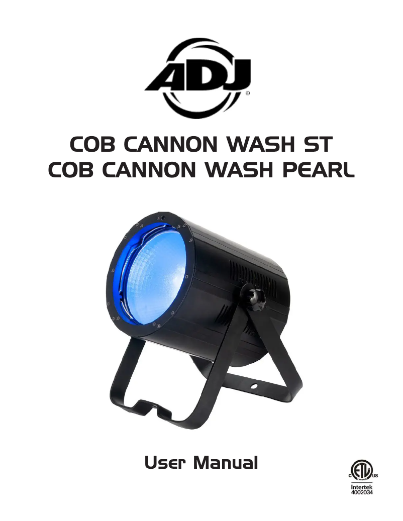 Page n°1 - Manuel utilisateur American DJ COB Cannon Wash Pearl