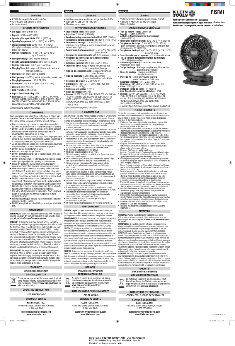 Image de la première page du manuel de l'appareil PJSFM1