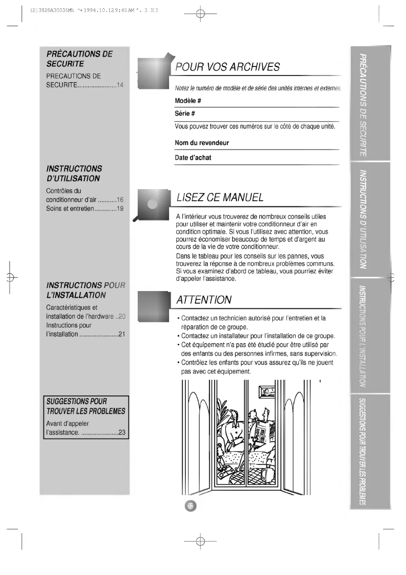 Page 1 de la notice Manuel utilisateur LG LWN1860QCG