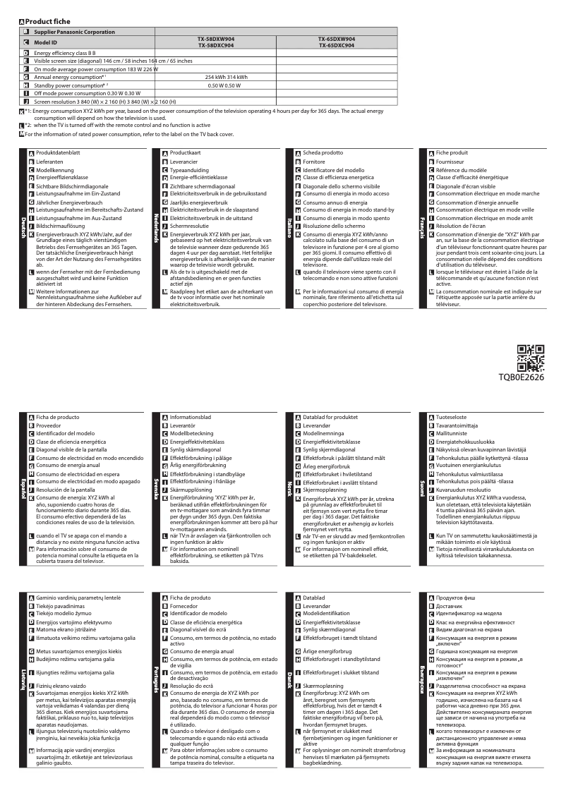 Image de la première page du manuel de l'appareil TX-58DXW904