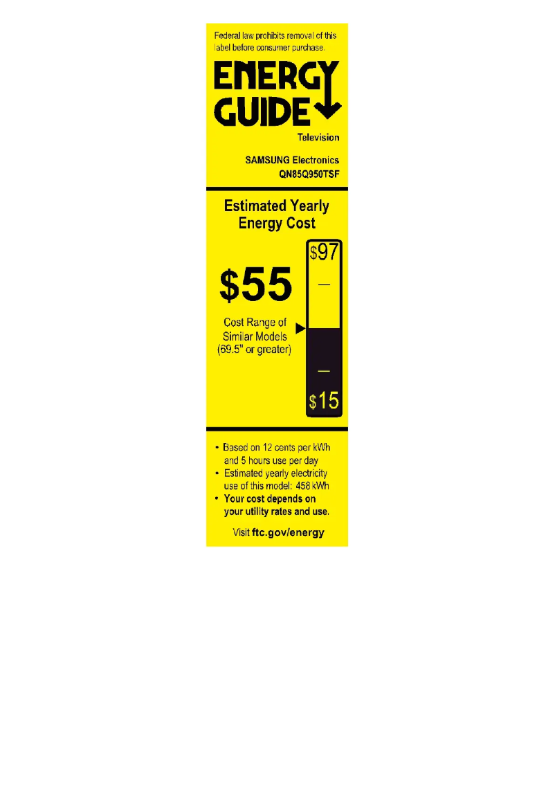 Page n°1 - Label énergétique Samsung QN85Q950TSFXZA