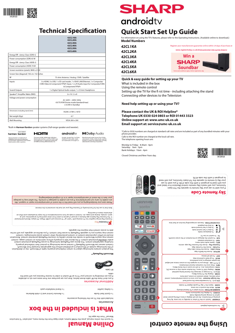Page n°1 - Guide de démarrage rapide Sharp 42CL3KA