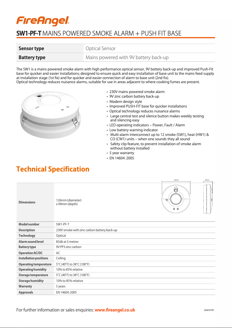 Image de la première page du manuel de l'appareil SW1-PF-T