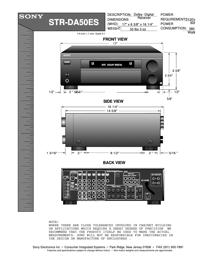 Page 1 de la notice Guide d'installation Sony STR-DA50ES