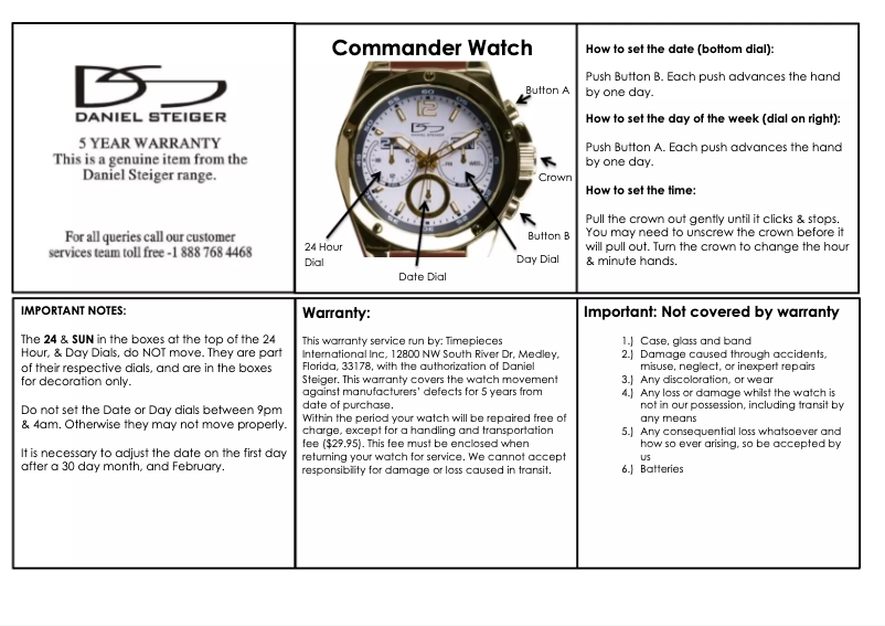 Page 1 de la notice Manuel utilisateur Daniel Steiger Commander