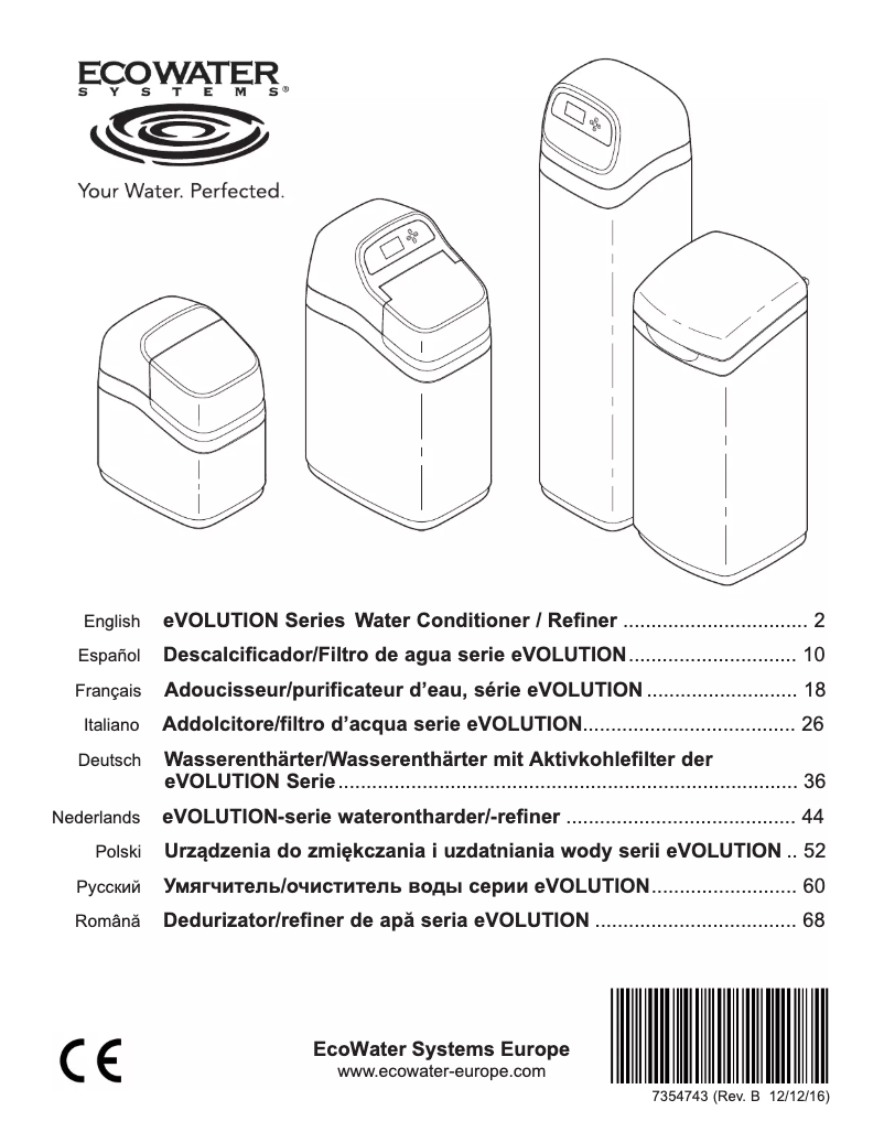Page 1 de la notice Manuel utilisateur Ecowater eVOLUTION Compact 100