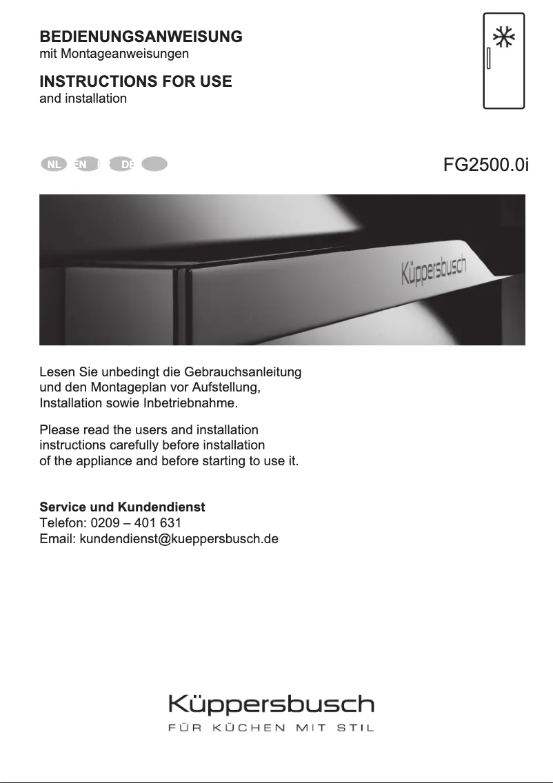 Page n°1 - Manuel utilisateur Küppersbusch FG2500.0i