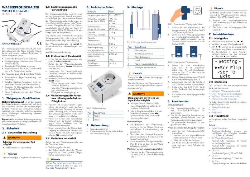 Image de la première page du manuel de l'appareil WPS3000 compact