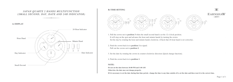 Page 1 de la notice Manuel utilisateur Earnshaw Longcase Master Calendar ES-8048-04