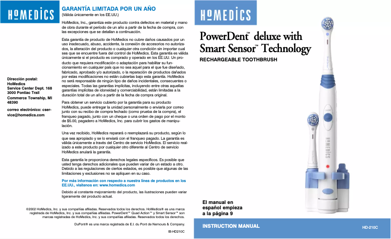 Page n°1 - Manuel utilisateur Homedics PowerDent deluxe HD-210