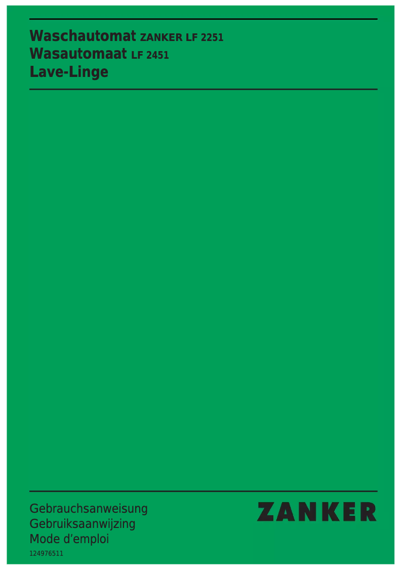 Page 1 de la notice Manuel utilisateur Zanker LF 2451