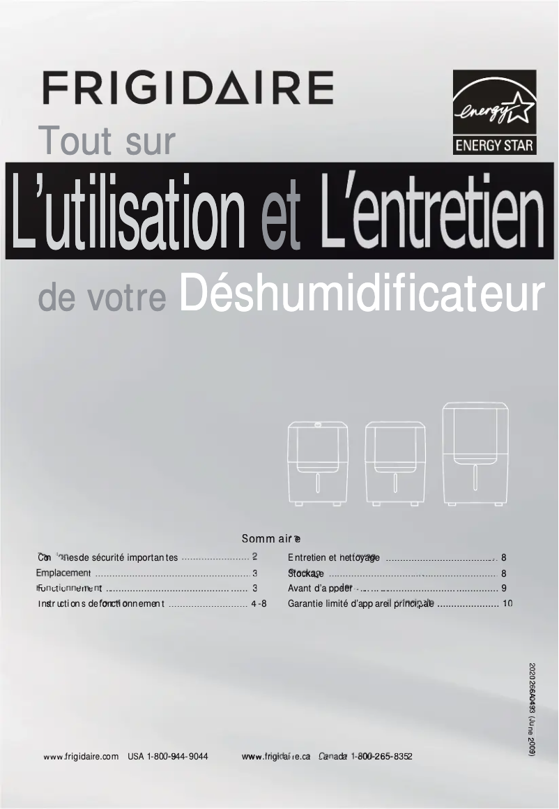 Page n°1 - Manuel utilisateur Frigidaire FAD704DWDE
