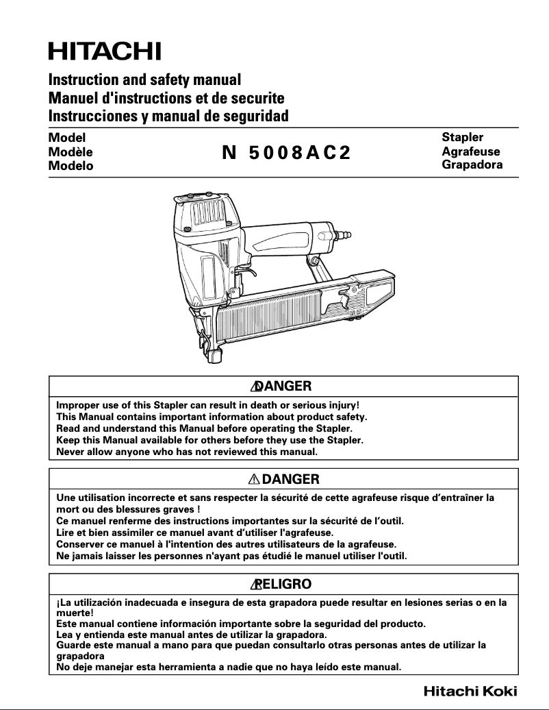 Page n°1 - Manuel utilisateur Hitachi N5008AC2