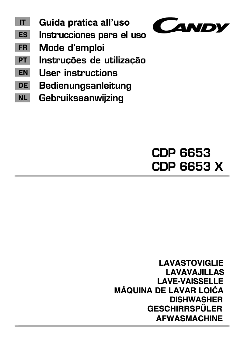 Page n°1 - Manuel utilisateur Candy CDP 6653