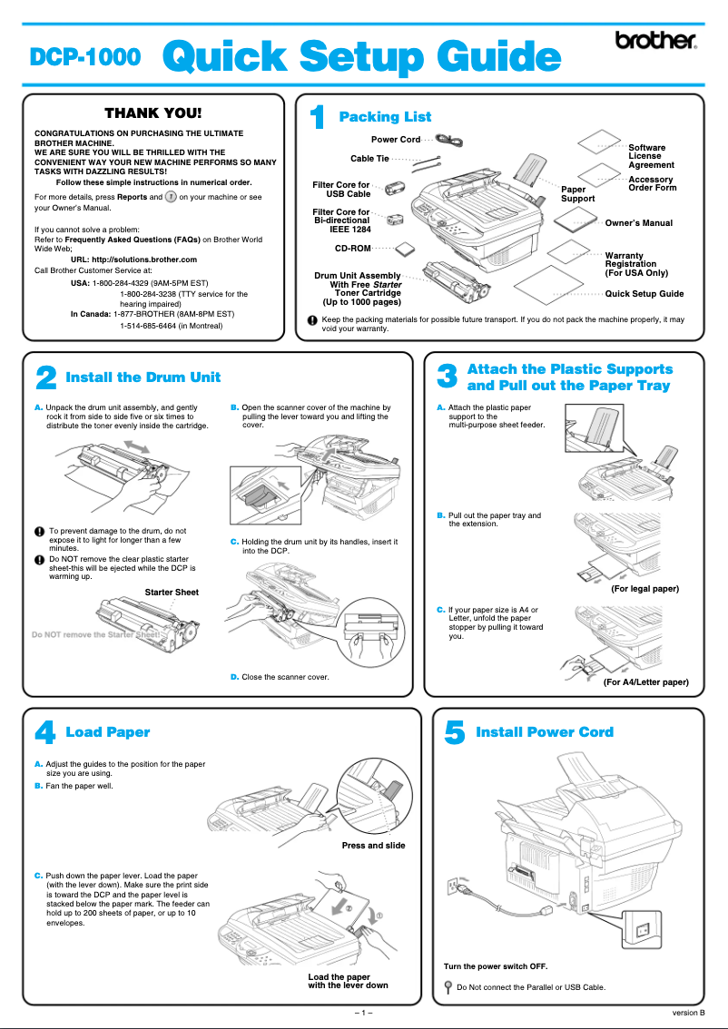 Image de la première page du manuel de l'appareil DCP-1000