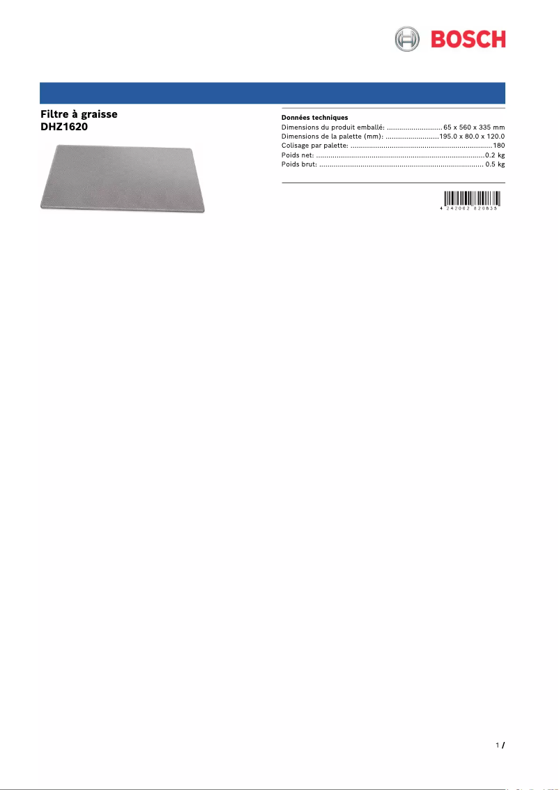 Image de la première page du manuel de l'appareil DHZ1620