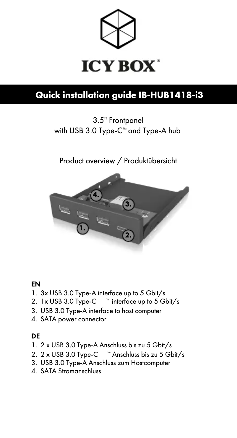 Page n°1 - Mode d'emploi Icy Box IB-HUB1418-i3