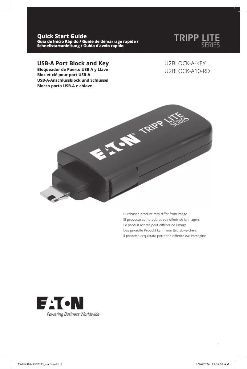 Image de la première page du manuel de l'appareil U2BLOCK-A-KEY