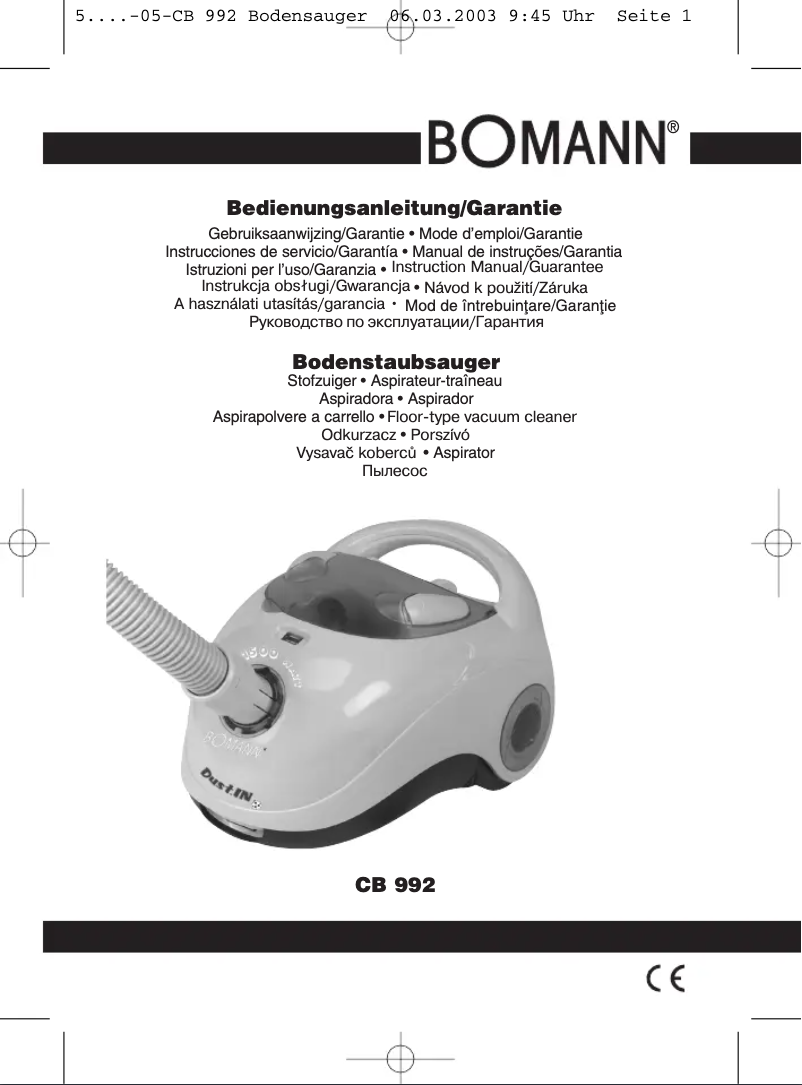 Page 1 de la notice Manuel utilisateur Bomann CB 992