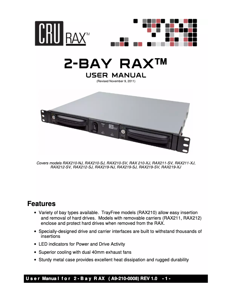 Page 1 de la notice Manuel utilisateur CRU RAX210-XJ