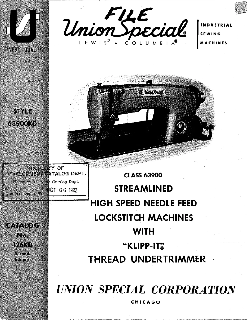 Page n°1 - Manuel utilisateur Union Special 63900KD