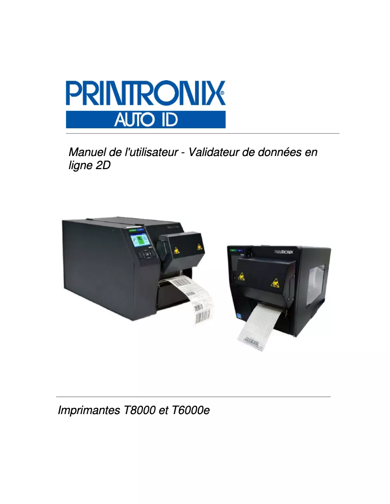 Page n°1 - Manuel utilisateur Printronix T8208