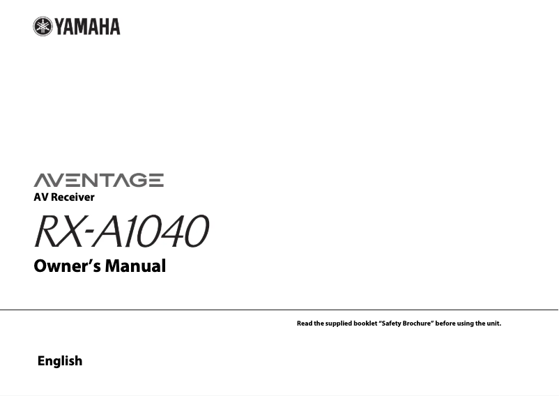 Page 1 de la notice Manuel utilisateur Yamaha Aventage RX-A1040