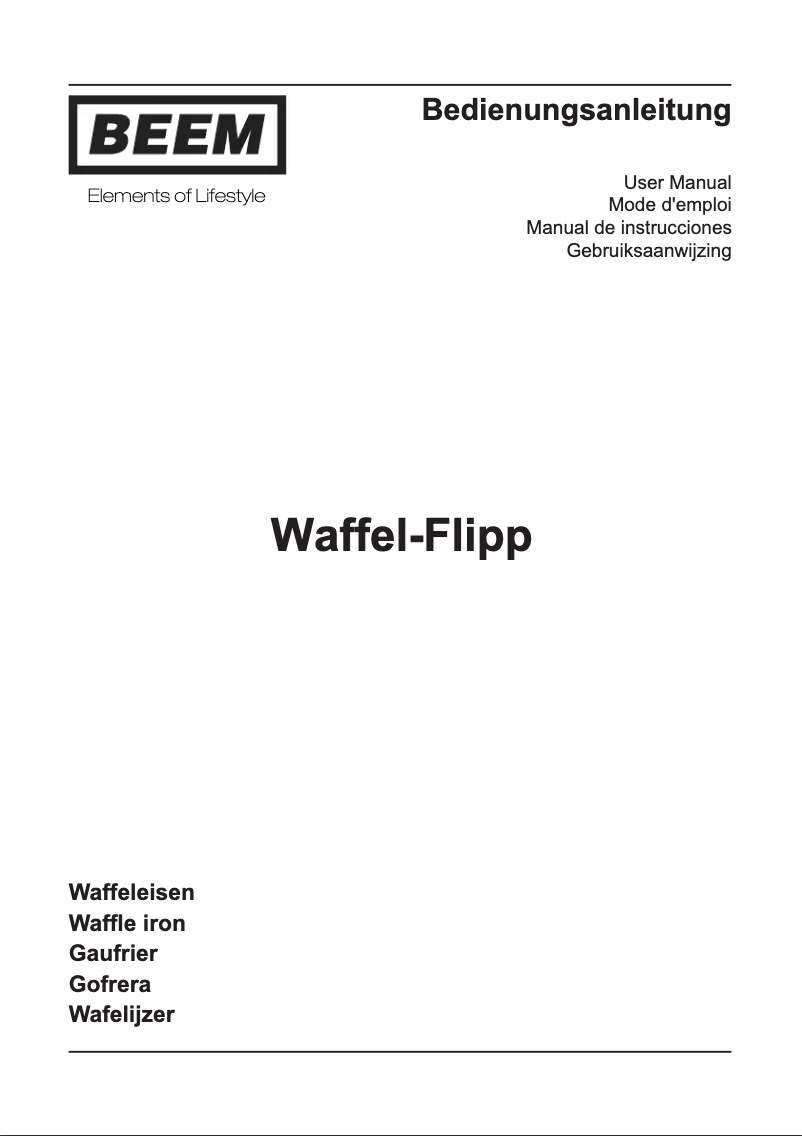 Page n°1 - Manuel utilisateur BEEM Waffel-Flipp