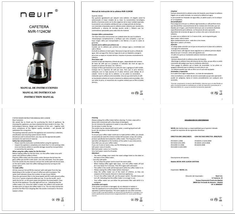 Page n°1 - Manuel utilisateur Nevir NVR-1124 CM