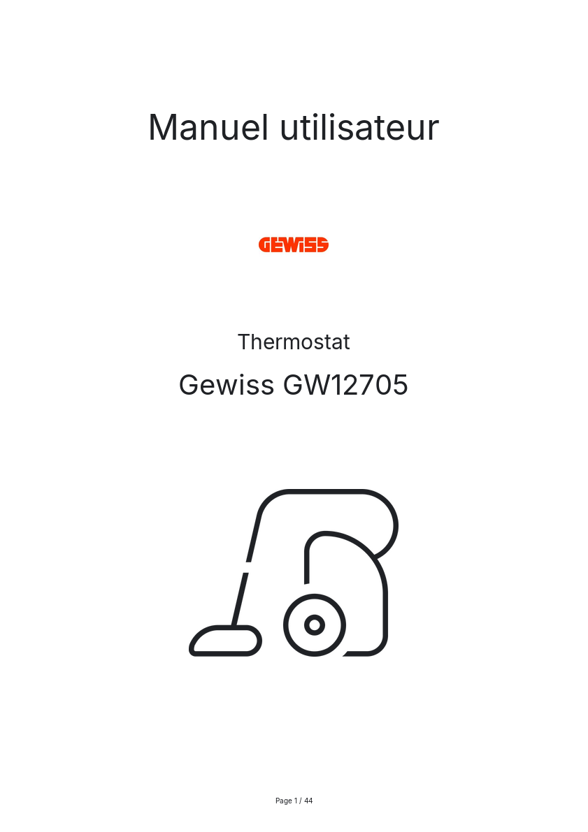 Page n°1 - Manuel utilisateur Gewiss GW12705