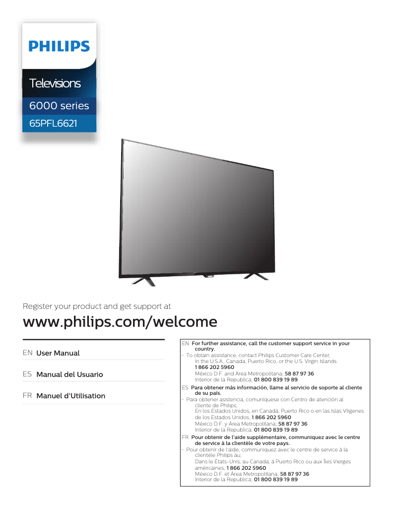 Page 1 de la notice Manuel utilisateur Philips 65PFL6621