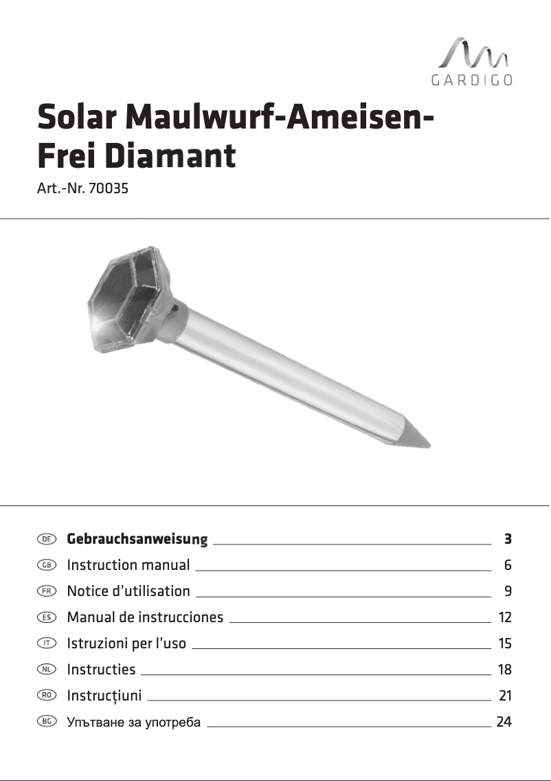 Page 1 of the manual User Manual Gardigo 70035