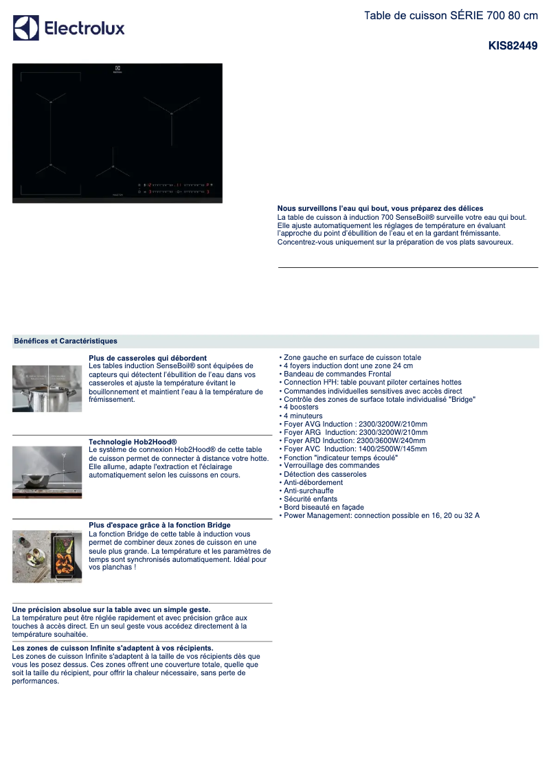 Page 1 de la notice Fiche technique Electrolux KIS82449