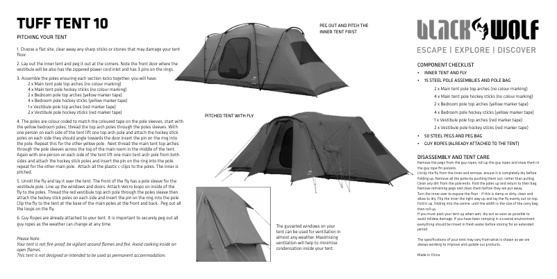 Page 1 de la notice Manuel utilisateur Black Wolf Tuff 10