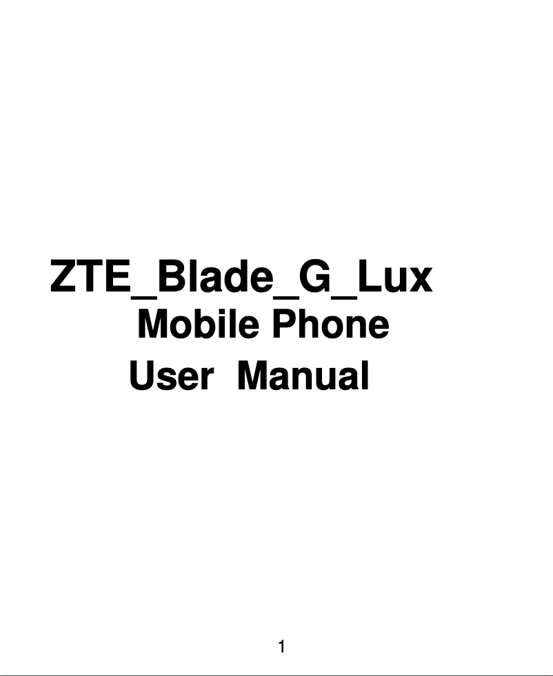 Page n°1 - Manuel utilisateur ZTE Blade G Lux
