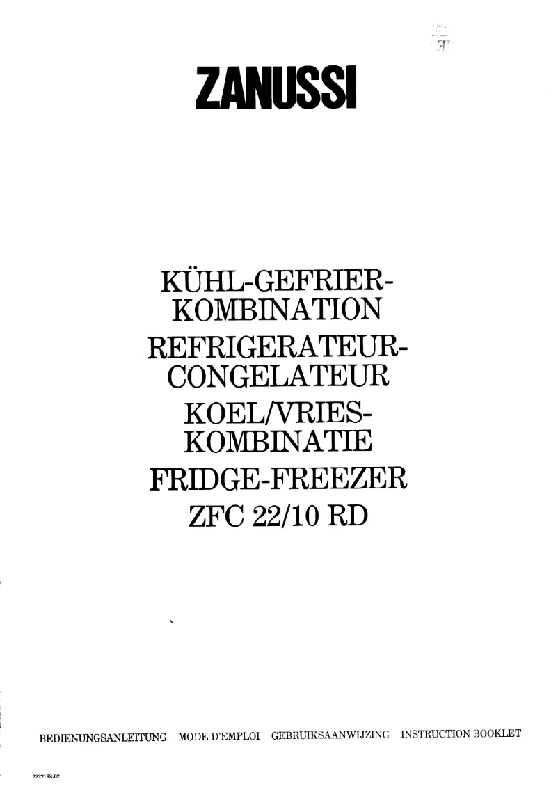 Page 1 de la notice Manuel utilisateur Zanussi ZFC 22/10