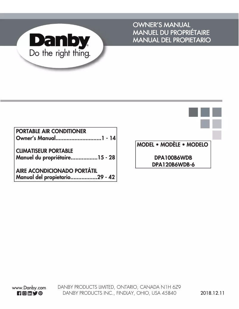 Página 1 del manual Manual de usuario Danby DPA120B6WDB-6